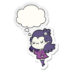 cartoon vampire and thought bubble as a printed sticker