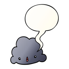 cartoon cloud and speech bubble in smooth gradient style