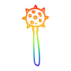 rainbow gradient line drawing cartoon medieval mace