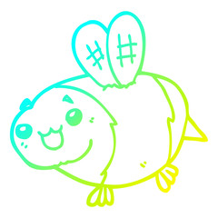cold gradient line drawing funny cartoon bee