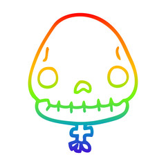rainbow gradient line drawing cartoon halloween skull