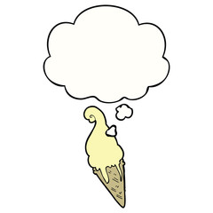 cartoon ice cream and thought bubble