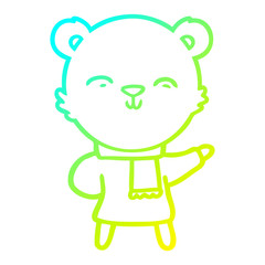 cold gradient line drawing happy cartoon polar bear