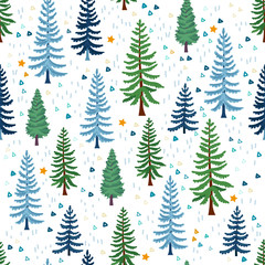 Obraz premium Winter forest trees pattern. A Woodland background