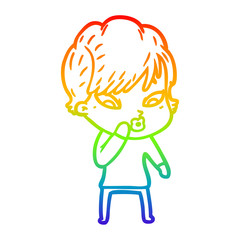 rainbow gradient line drawing cartoon woman