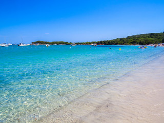 View of the beach in San Ciprianu, Corsica, France