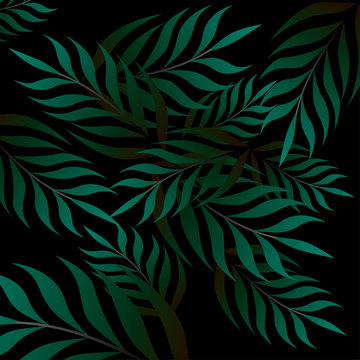 Tropical leaf background. Illustration green leaves wallpaper. Vector © 123levit