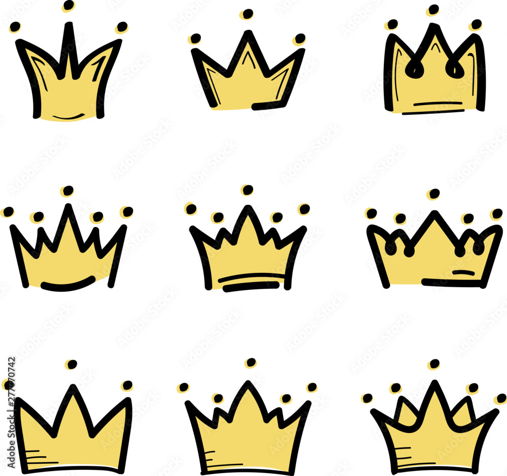 Canvas Prints crown set in sketch draw style. king crown icon. vector