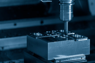 The CNC milling machine cutting mould parts with the solid endmill tool. The mold and die...