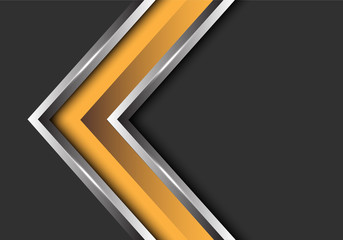 Abstract yellow silver arrow direction on grey blank space design modern futuristic background vector illustration.