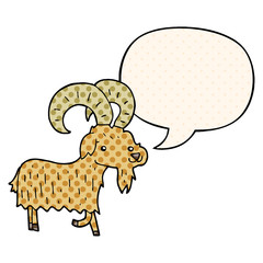 cartoon goat and speech bubble in comic book style