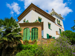 BARCELONA, SPAIN - AUGUST 11, 2014: "La Casa Trias" (The Trias House) in front of the Park Guell.
