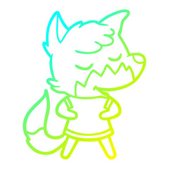 cold gradient line drawing friendly cartoon fox