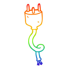 rainbow gradient line drawing cartoon electrical plug