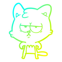 cold gradient line drawing bored cartoon cat