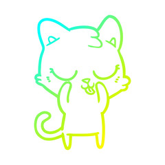 cold gradient line drawing cartoon cat
