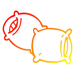 warm gradient line drawing cartoon pillow