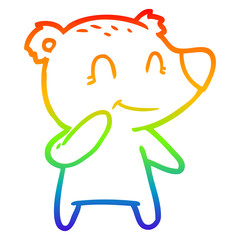 rainbow gradient line drawing smiling polar bear cartoon