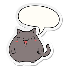 cartoon cat and speech bubble sticker
