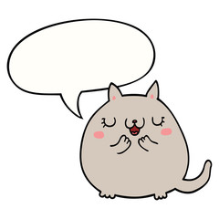 cartoon cute cat and speech bubble