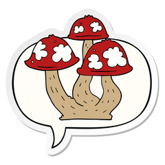 cartoon mushrooms and speech bubble sticker