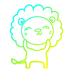 cold gradient line drawing cartoon lion
