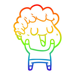 rainbow gradient line drawing laughing cartoon man