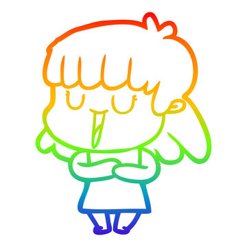 recommend clip art: rainbow gradient line drawing cartoon woman laughing