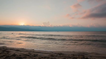 Timelapse of beautiful sunrise and floating clouds over the Black Sea