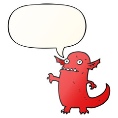 cartoon halloween monster and speech bubble in smooth gradient style