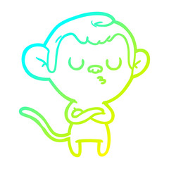 Obraz premium cold gradient line drawing cartoon annoyed monkey