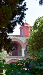 Fototapeta premium gardens door from a Greek Monastery