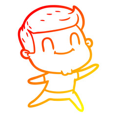 warm gradient line drawing cartoon friendly man