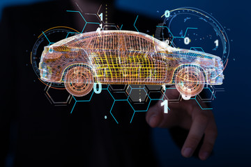 digital car technology smart in virtuel room