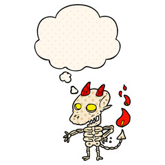 cartoon spooky demon and thought bubble in comic book style
