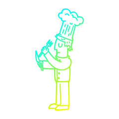 cold gradient line drawing cartoon talented chef