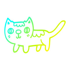 cold gradient line drawing cartoon little cat