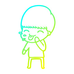 cold gradient line drawing happy cartoon boy