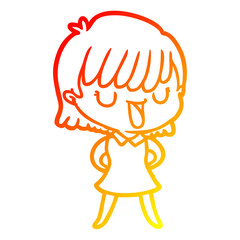warm gradient line drawing cartoon woman