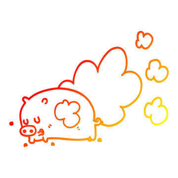 recommend clip art: warm gradient line drawing cartoon smelly pig