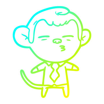 recommend clip art: cold gradient line drawing cartoon suspicious monkey