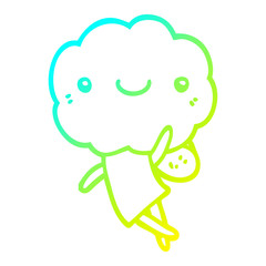 cold gradient line drawing cute cloud head creature
