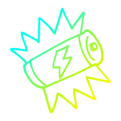 cold gradient line drawing cartoon fully charged battery