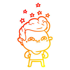 warm gradient line drawing cartoon excited man