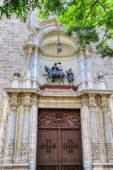 Facade of the church of San Martín y San Antonio in Valencia, Spain