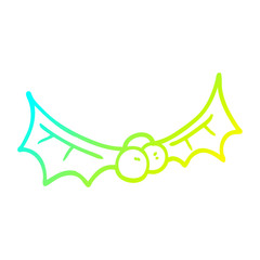 cold gradient line drawing cartoon holly twig