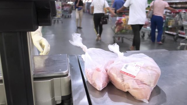 Electronic scales in a supermarket. Scales In The Shop.
