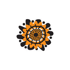 Aboriginal art dots painting icon logo design vector template