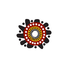 Aboriginal art dots painting icon logo design vector template