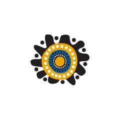 Aboriginal art dots painting icon logo design vector template